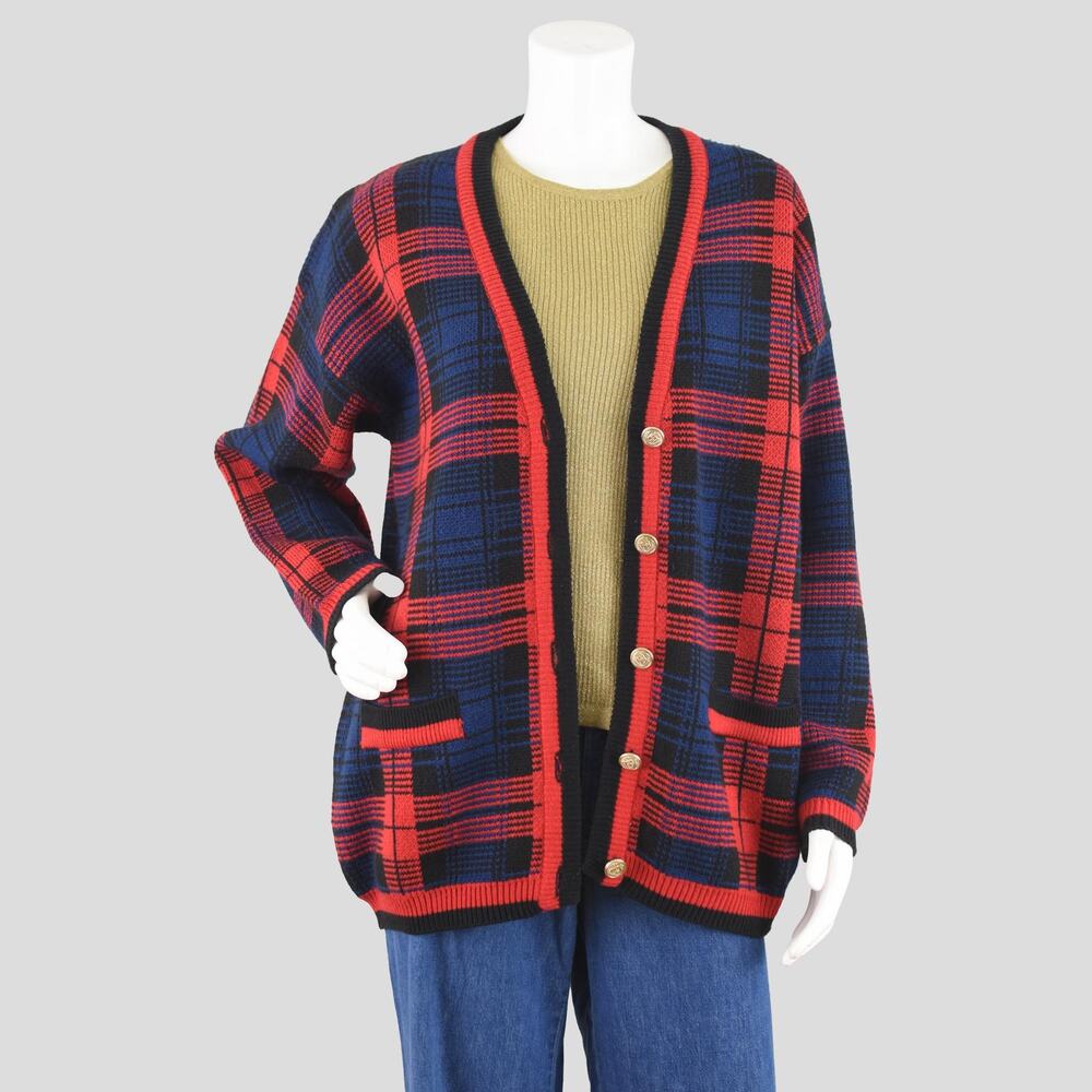 Baxter & Wells Vintage Plaid Cardigan Women's Petite Medium